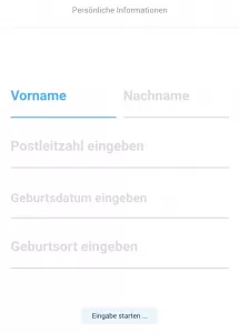 Unser mobiler Screenshot zeigt den zweiten Schritt in der Registrierung auf mybet. Hier müssen die persönlichen Daten eingegeben werden. 