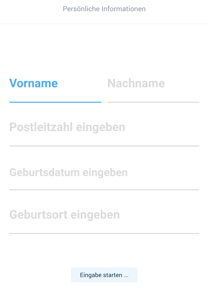 Unser mobiler Screenshot zeigt den zweiten Schritt in der Registrierung auf mybet. Hier müssen die persönlichen Daten eingegeben werden.