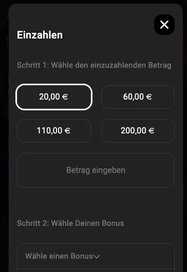 Unser mobiler Screenshot zeigt, wie die Einzahlung auf Novoline funktioniert. 