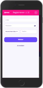 Spinz Registrierung Schritt 1