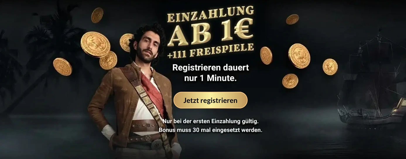 JackpotPiraten 111 Freispiele für 1€