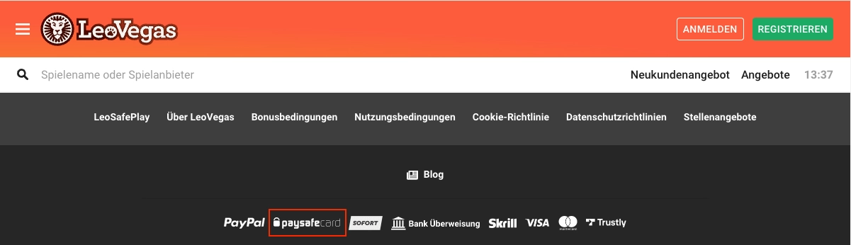 LeoVegas Paysafecard Casino