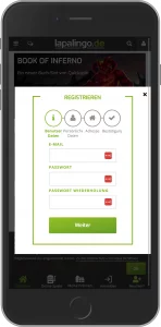 Mobiler Screenshot: Lapalingo Registrierung Schritt 3