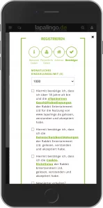 Mobiler Screenshot: Lapalingo Registrierung Schritt 6