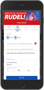 Mobiler Screenshot: Löwen Play Registrierung Schritt 3