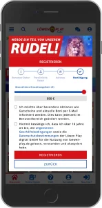 Mobiler Screenshot: Löwen Play Registrierung Schritt 5
