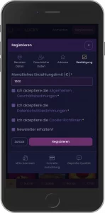 Mobiler Screenshot: Lord Lucky Registrierung Schritt 5