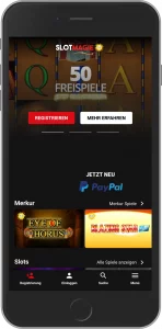 Mobiler Screenshot: SlotMagie Login Schritt 1
