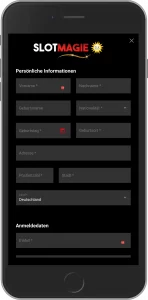 Mobiler Screenshot: SlotMagie Login Schritt 2