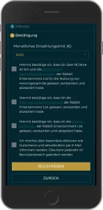 Mobiler Screenshot: Tigerspin Registrierung Schritt 5