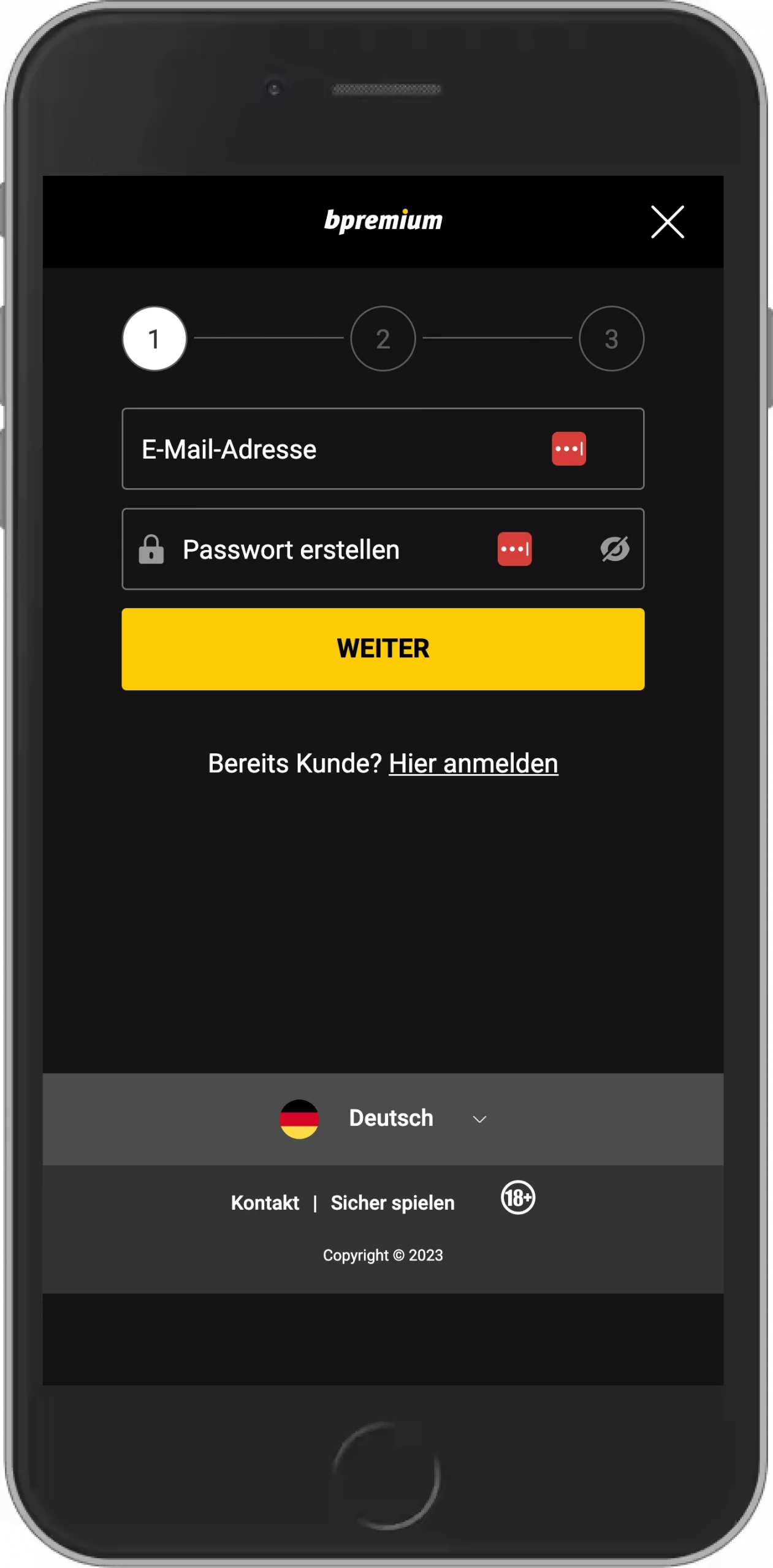 bpremium Registrierung Schritt 2