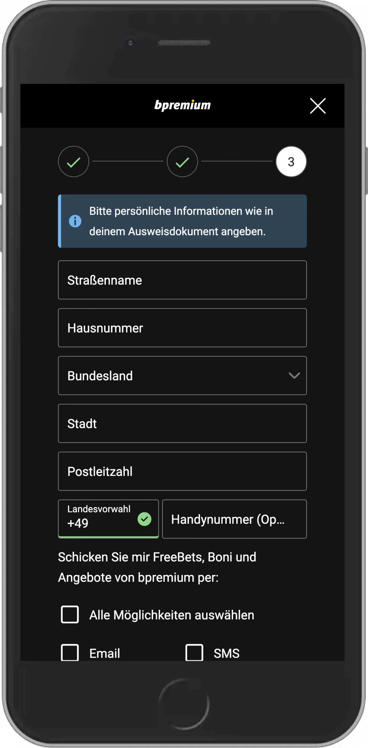 bpremium Registrierung Schritt 4