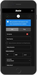 bwin Registrierung Schritt 3