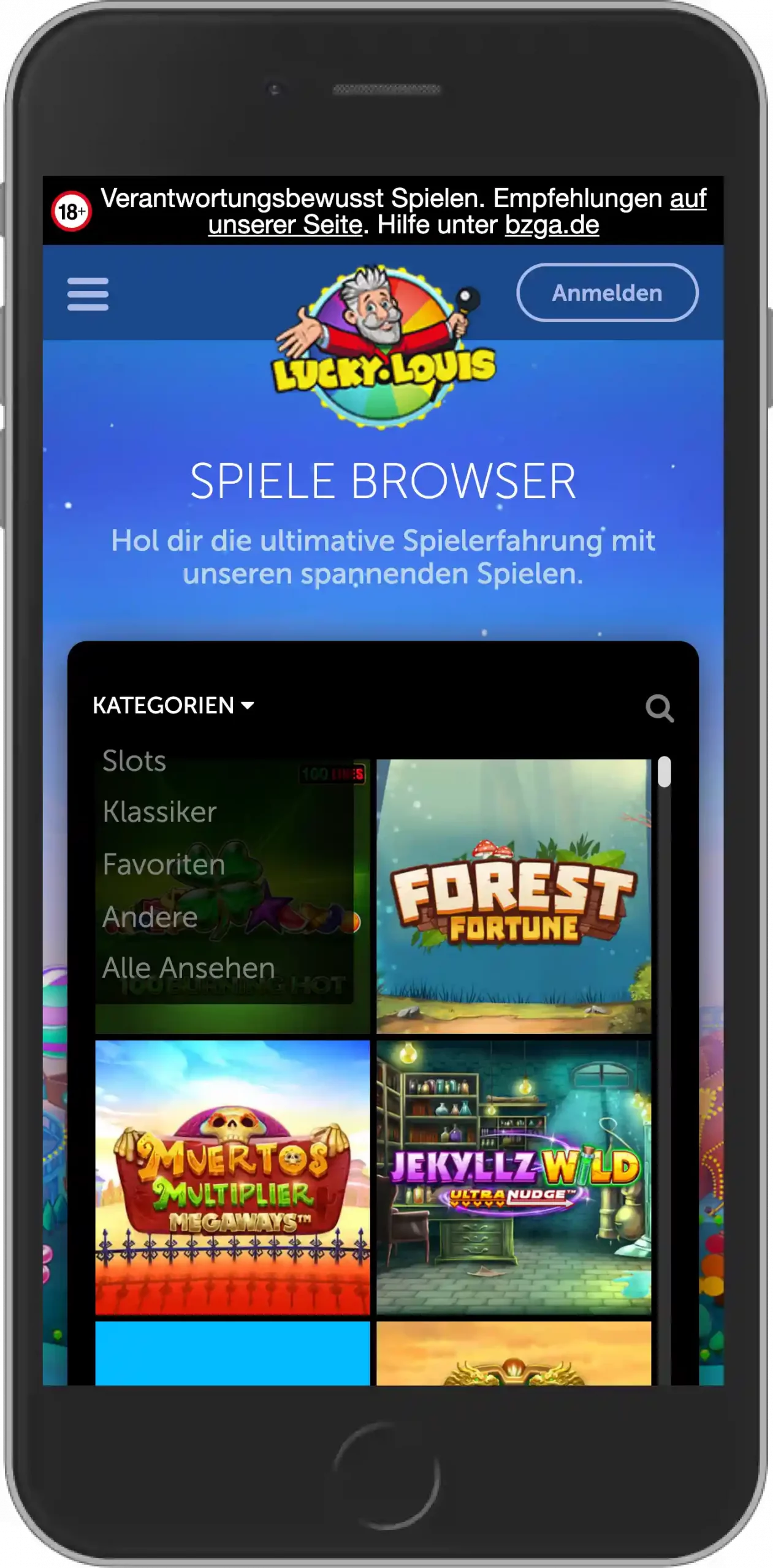 Luckylouis Spielauswahl