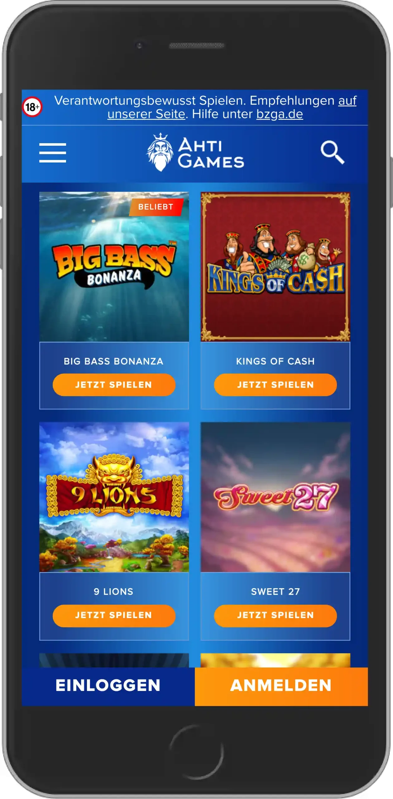 Ahti Games Slots - Mobile Ansicht