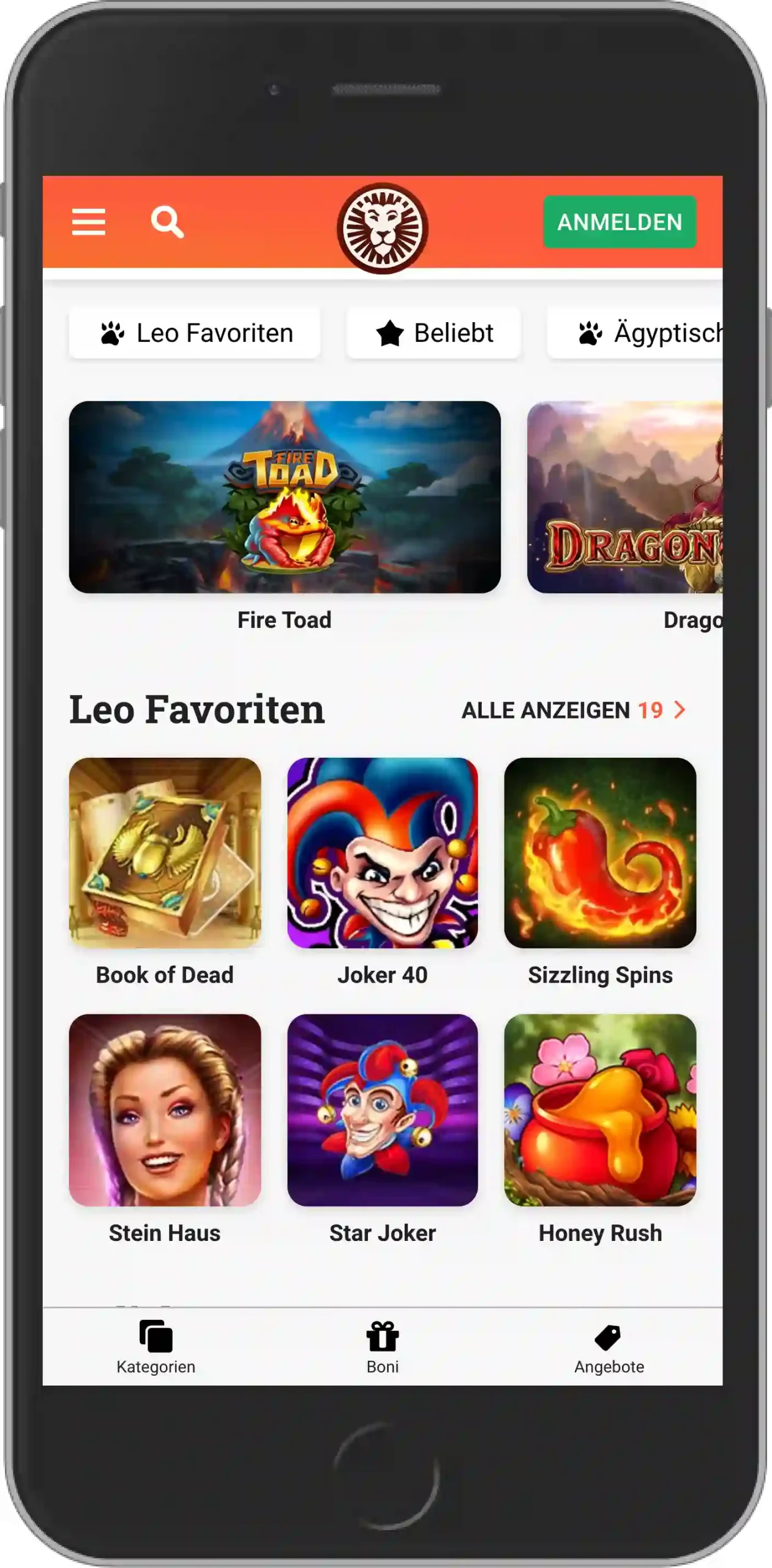 LeoVegas Slots - Mobile Ansicht
