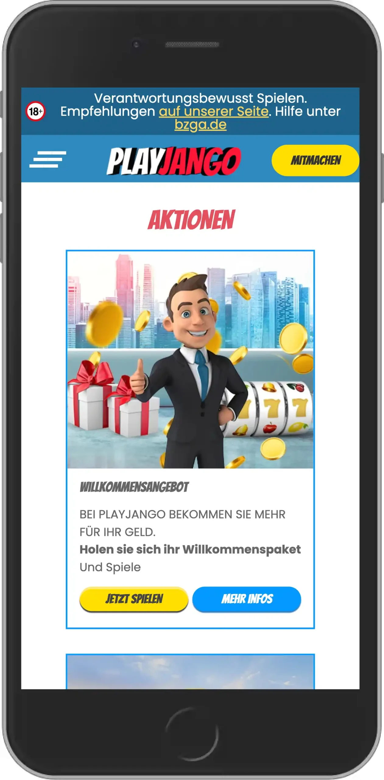 Play Jango Aktionen - Mobile Ansicht