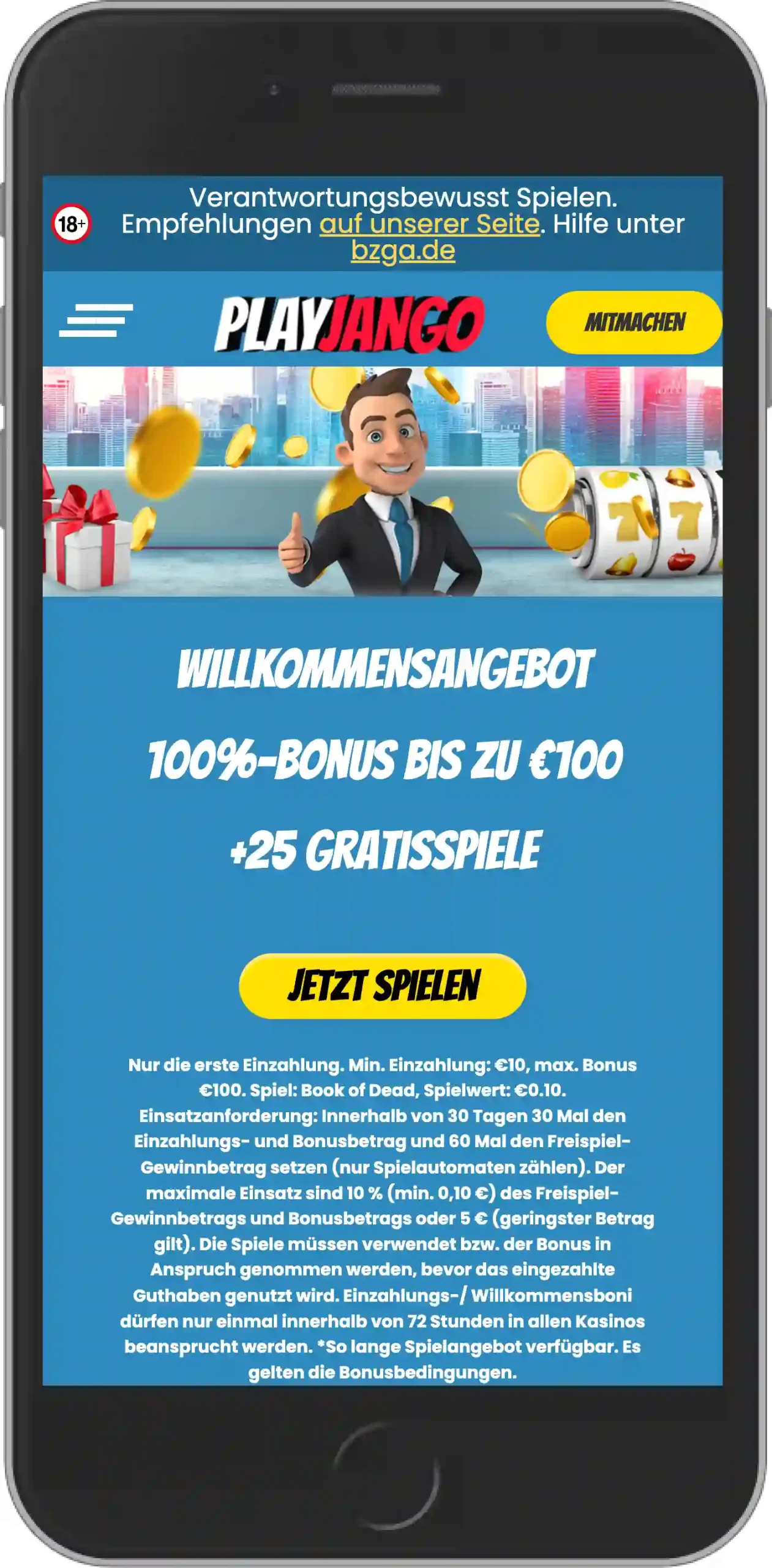 Play Jango Bonus - Mobile Ansicht