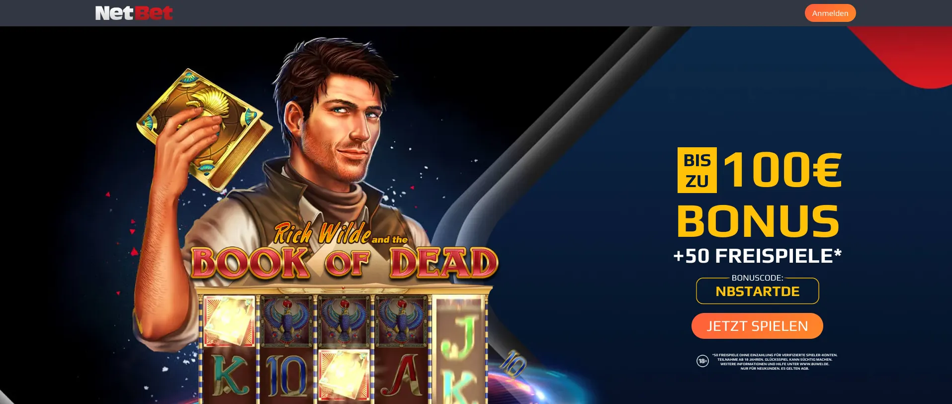 NetBet 50 Freispiele ohne Einzahlung für den Book of Dead Slot