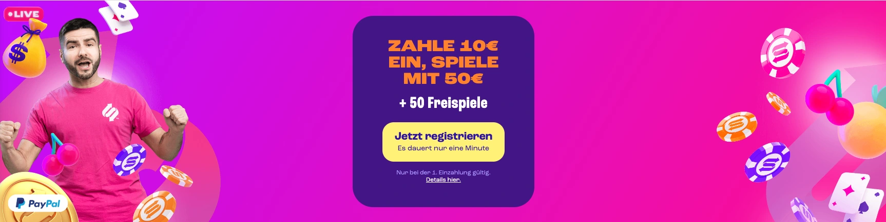 Spinz 10 Euro einzahlen mit 50 Euro spielen