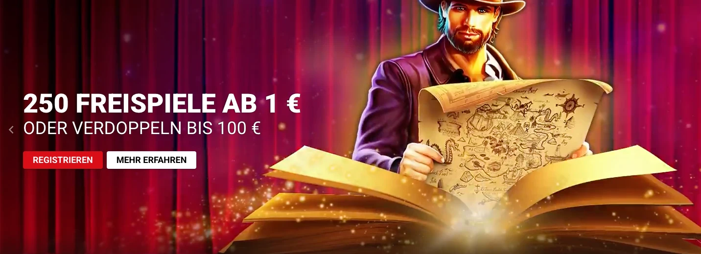 Slotmagie 250 Freispiele für 1€ + Bonus für 1€